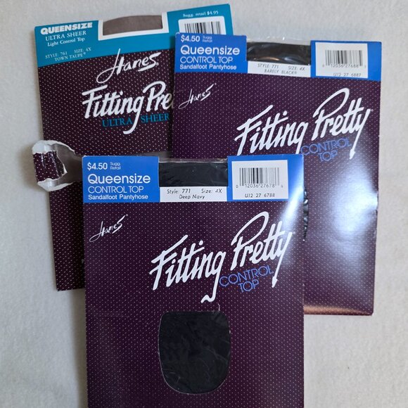 Lot of 3 Hanes Fitting Pretty pantyhose NOS Sz 4X Several Shades (bndl14) - Picture 1 of 2